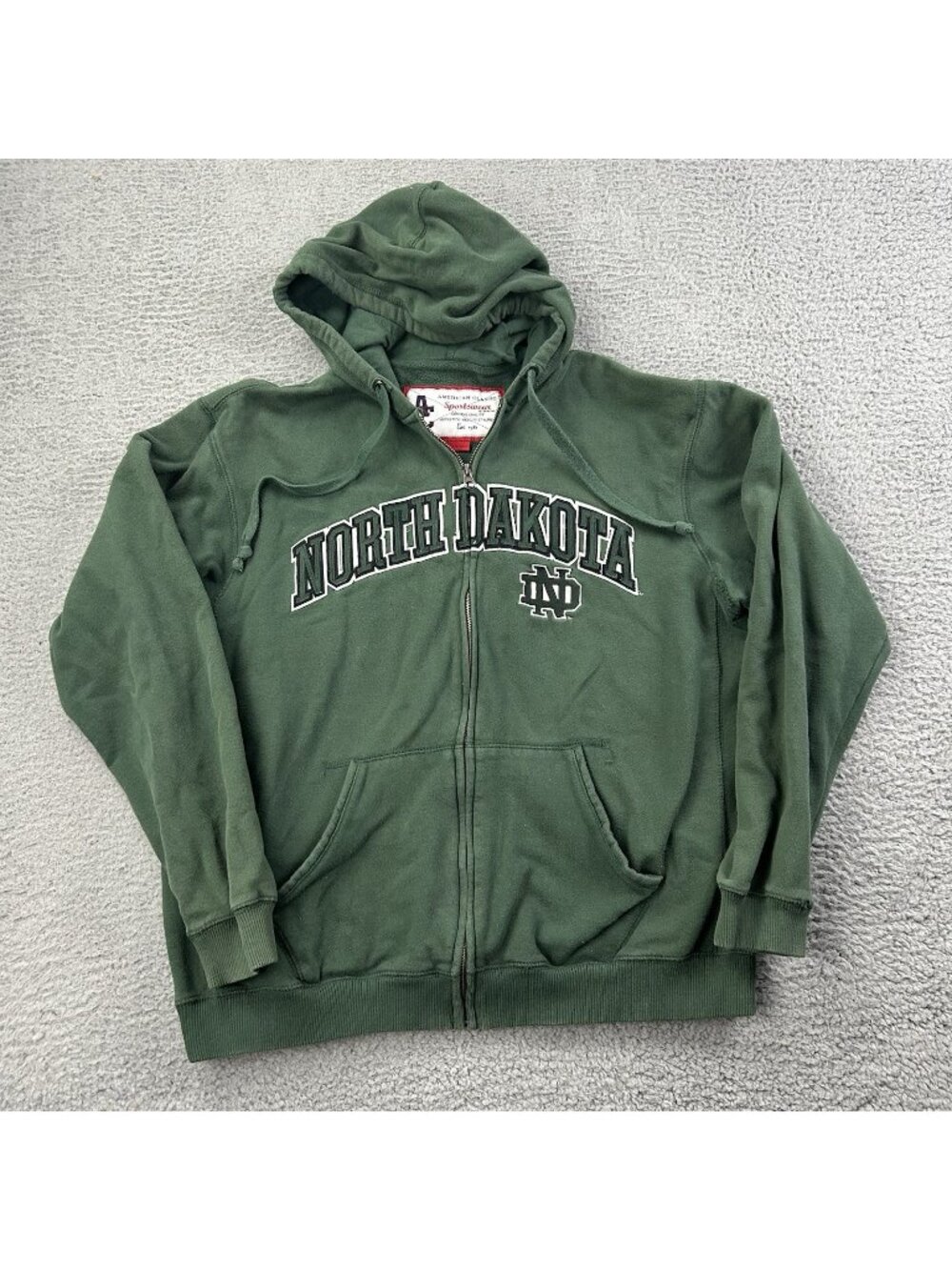 North Dakota Fighting Sioux UND Hoodie Sweatshirt Size XL Full Zip